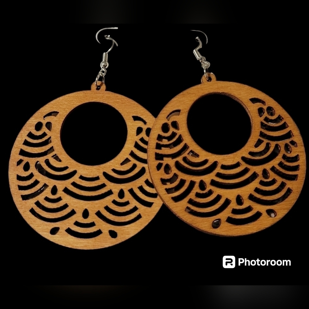 Elegant Brown Wooden Earrings